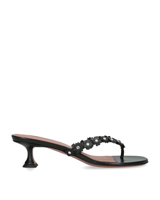 AMINA MUADDI White Leather Flower-Applique Janis Heeled Sandals 45