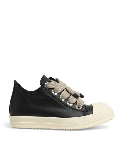 Rick Owens Black Leather Jumbo Low-Top Sneakers for men