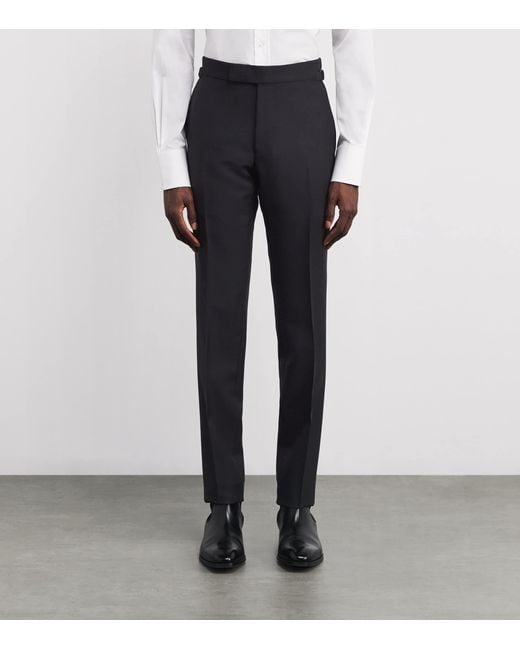 Tom Ford Blue Wool-Mohair Tailored Trousers for men