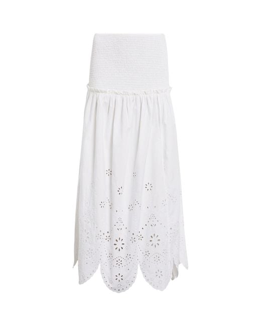 AllSaints White Embroidered Alex Maxi Skirt