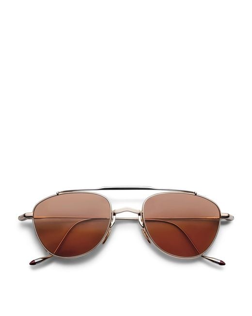 Jacques Marie Mage Brown Titanium Flynn Aviator Sunglasses