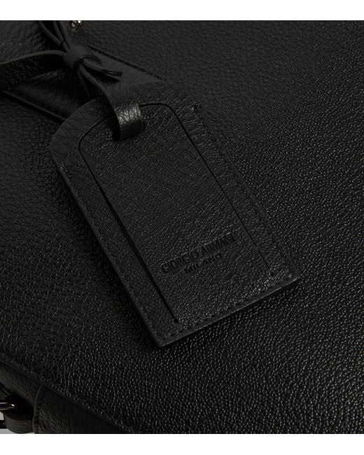 Giorgio Armani Black Leather Briefcase for men