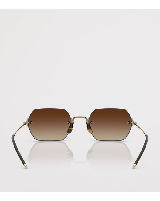 Oliver Peoples Metallic Titanium Tk-13 Rectangle Sunglasses