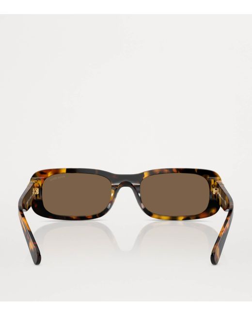 Miu Miu Brown Acetate Rectangular Sunglasses