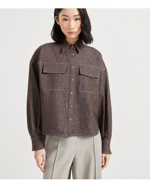 Brunello Cucinelli Gray Sparkling No-Fade Denim Shirt