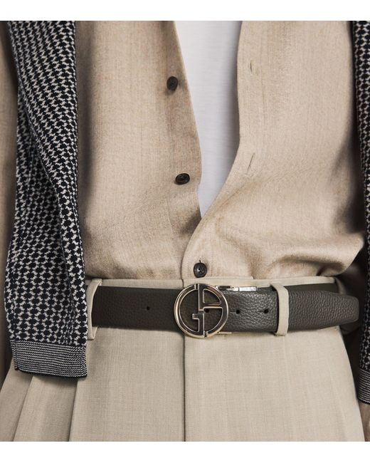 Giorgio Armani Men's Natural Palladium-Plated Ga Logo Belt Buckle