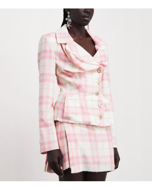 Vivienne Westwood Pink Check Asymmetric Drunken Jacket