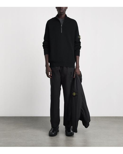 Stone Island Black Cotton Half-Zip Sweater for men
