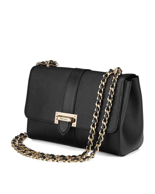 Aspinal Black Large Leather Lottie Cross-Body Bag