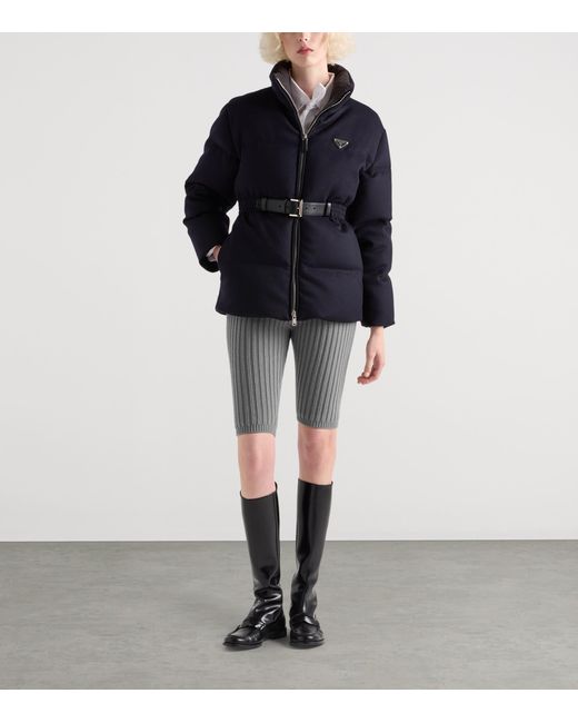 Prada Blue Down Loden Puffer Jacket