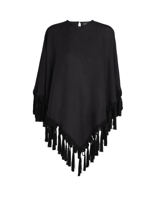 ‎Taller Marmo Black Linen Fringe-Trim Gloria Blouse