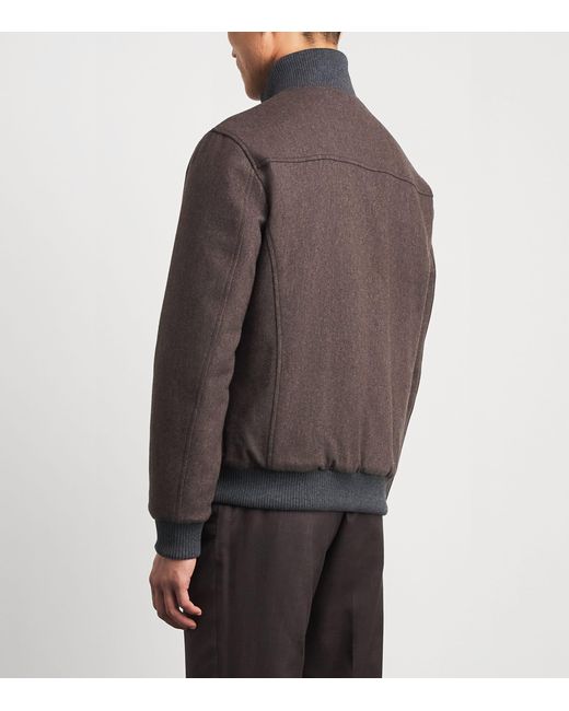 Pal Zileri Brown Wool-Blend Padded Bomber Jacket for men