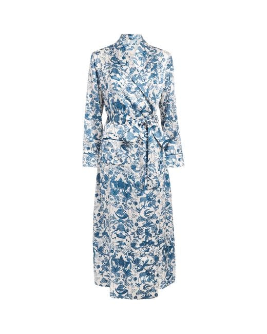 Harrods Blue Silk Menagerie Night Robe