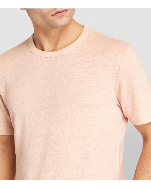 Officine Generale Pink Stretch-linen T-shirt for men