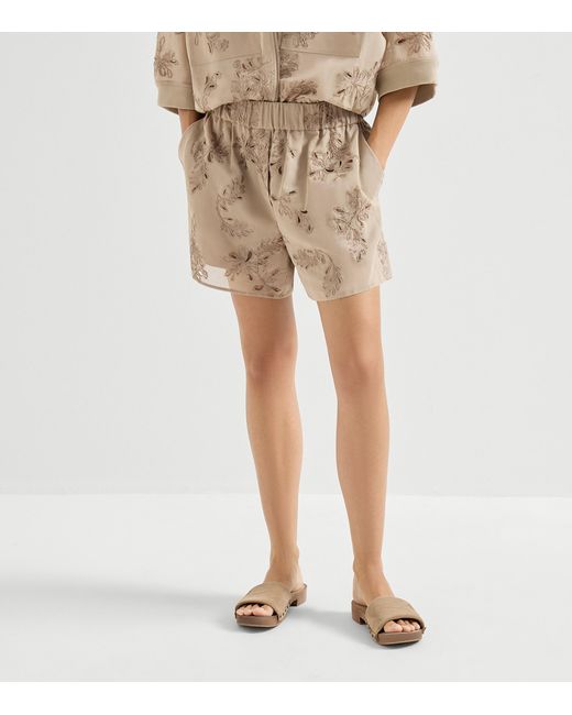 Brunello Cucinelli Natural Cotton Organza Bermuda Shorts