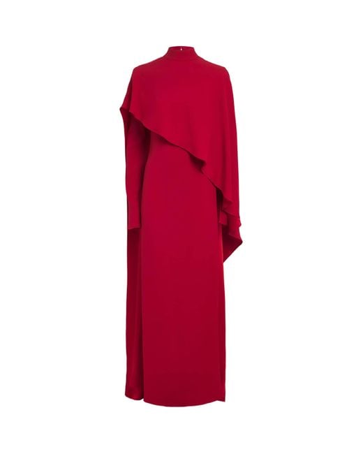 ‎Taller Marmo Red Crepe Cady Carrington Maxi Dress