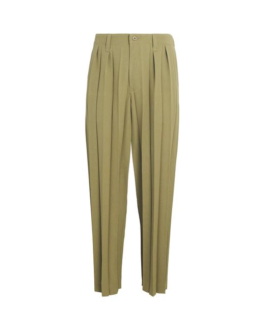 Homme Plissé Issey Miyake Green Pleated Edge Ensemble Trousers for men