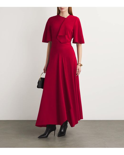 Roksanda Red Crepe Asymmetric Asha Midi Skirt