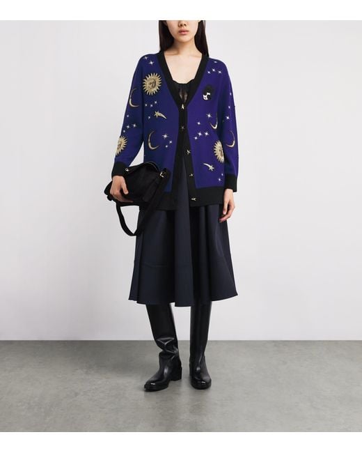 Alice + Olivia Blue Bradford Celestial Staceface Cardigan