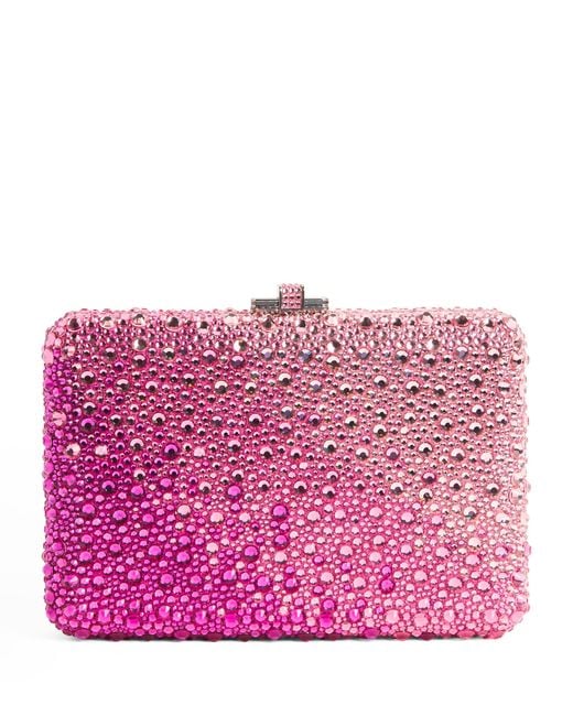 Judith Leiber Pink Slim Slide Gradient Caviar Clutch Bag