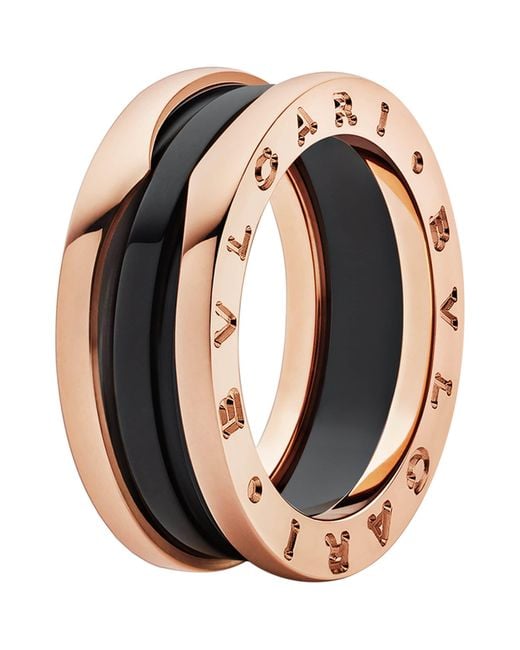 BVLGARI Black And Ceramic B.Zero1 Two-Band Ring