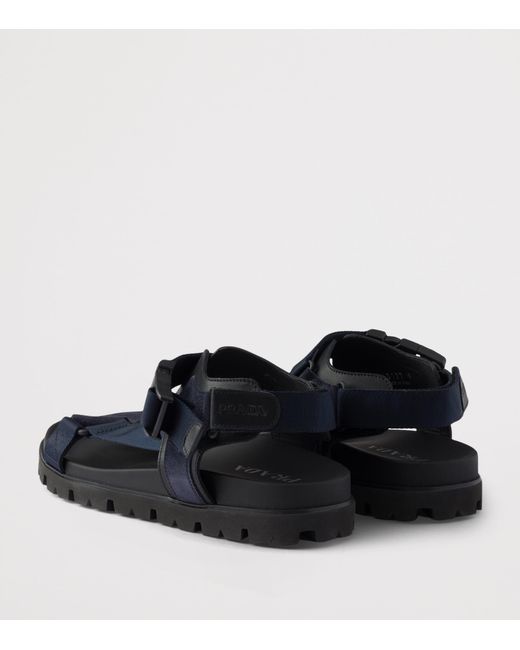 Prada Blue Suede And Woven Tape Sandals for men