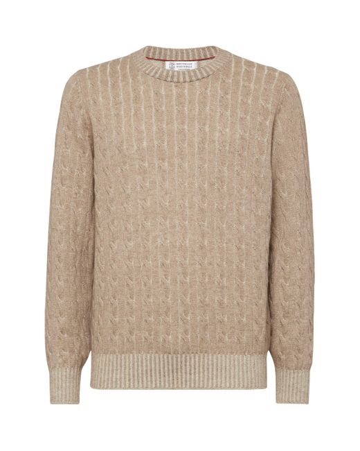 Brunello Cucinelli Brown Cashmere Cable-Knit Sweater for men