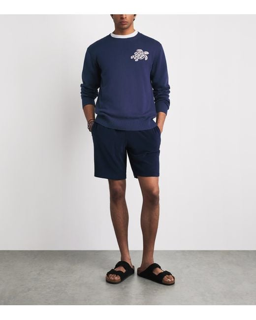 Vilebrequin Blue Cotton-Cashmere Turtle Rayol Sweater for men