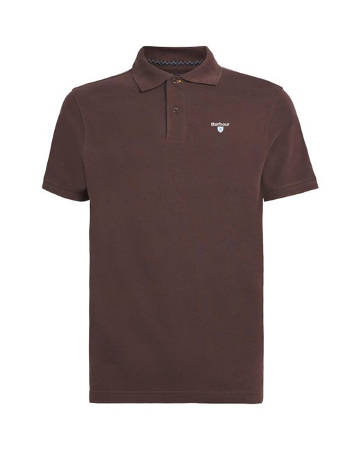 Barbour Men's Brown Cotton Piqué Polo Shirt
