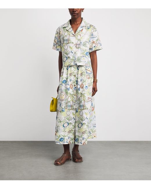 Maje Metallic Cotton Postcard Print Shirt