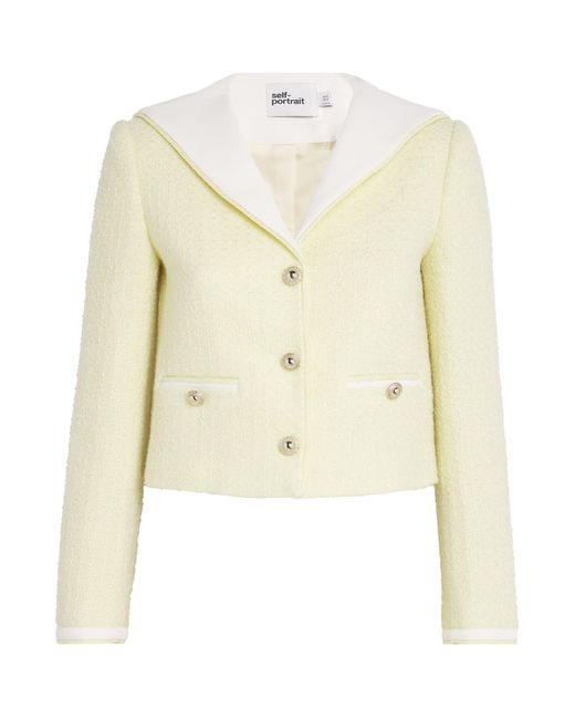 Self-Portrait Natural Boucle Contrast-Collar Jacket