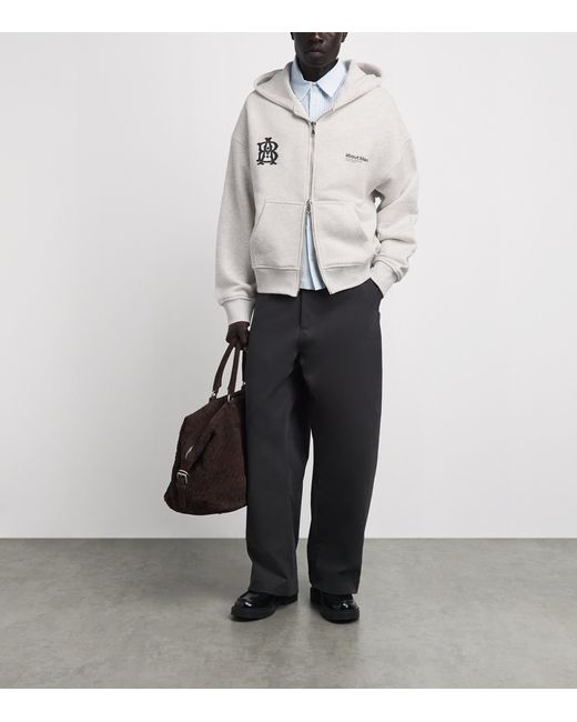 About Blank Gray Cotton Monogram Hoodie for men