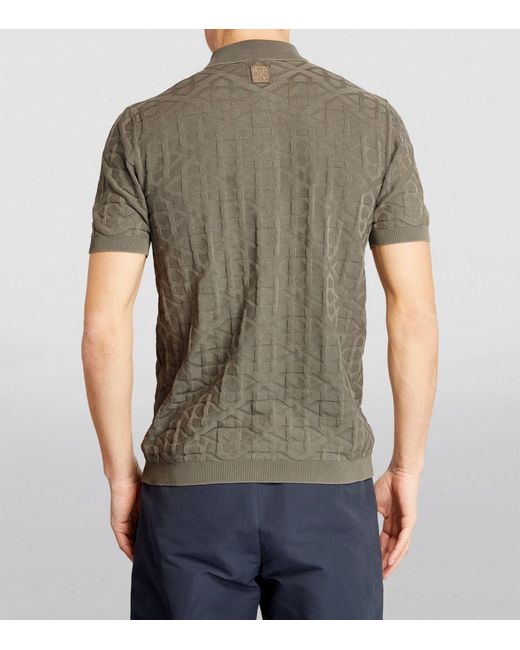 Jacob Cohen Green Textured-knit Polo Sweater for men