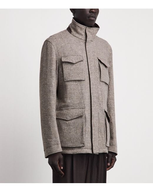 Herno Brown Wool Hybrid High-Neck Jacket for men