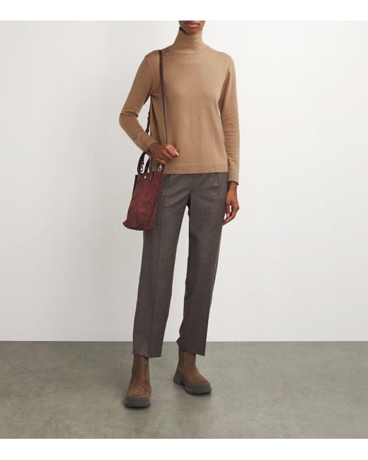 Weekend by Maxmara Brown Wool-Blend Rollneck Sweater