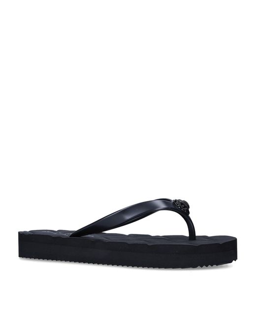 Kurt Geiger Rubber Kensington Q Flip Flops in Black | Lyst