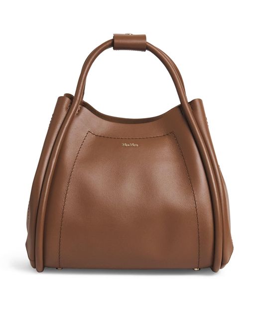 Max Mara Brown Small Leather Marine Top-Handle Bag