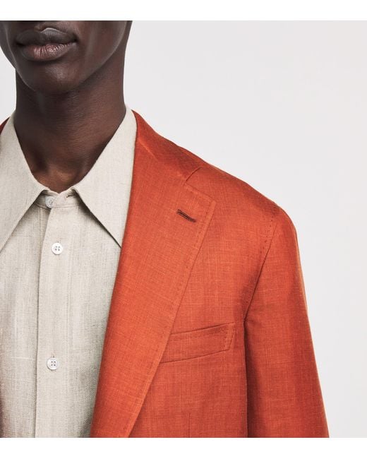 Brioni Red Silk-Cashmere-Linen Blazer for men