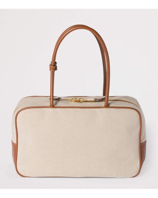 Miu Miu Natural Leather-Canvas Beau Top-Handle Bag
