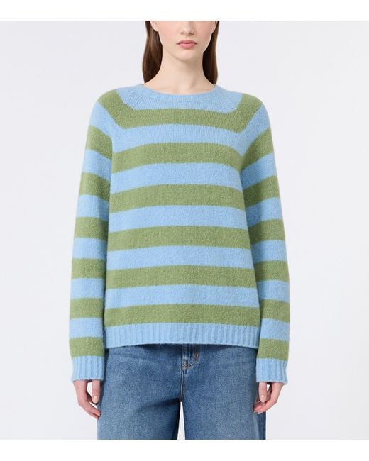 Weekend by Maxmara Green Stripe Crew-Neck Sweater