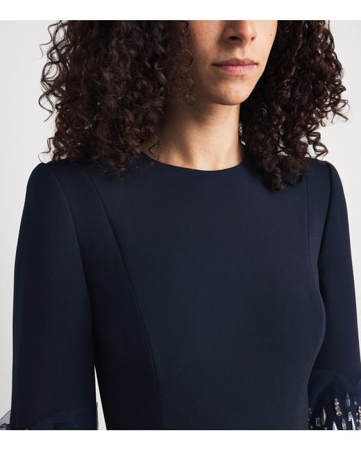 Jenny Packham Blue Embellished-Cuff Anita Maxi Dress