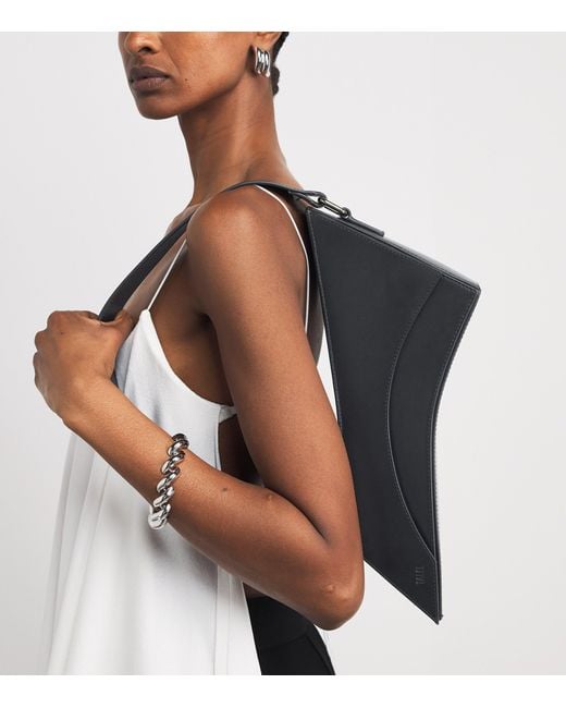 TALEL PARIS Black Leather Wave Shoulder Bag