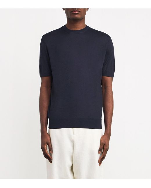 Colombo Blue Cashmere-Silk T-Shirt for men
