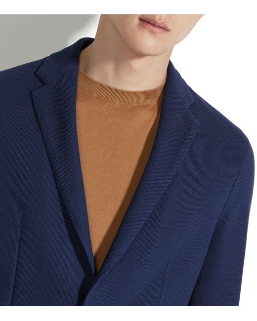 Zegna Blue Wool-cotton Jersey Jacket for men