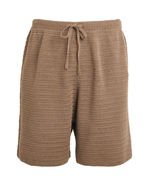Nanushka Brown Crocheted Caden Shorts for men