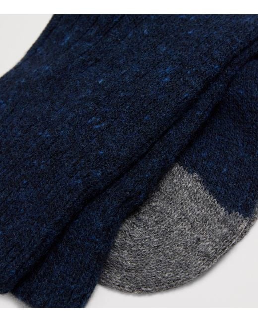 Barbour Blue Wool-Blend Houghton Socks for men