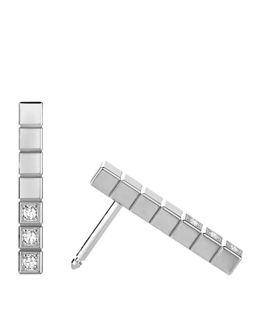 Chopard White And Diamond Ice Cube Earrings