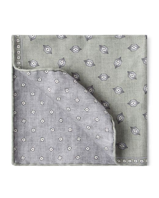 Brunello Cucinelli Gray Silk Diamond Pocket Square for men
