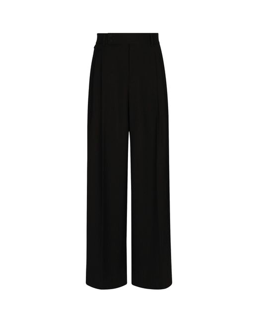 Dolce & Gabbana Black Virgin Wool Wide-leg Trousers for men