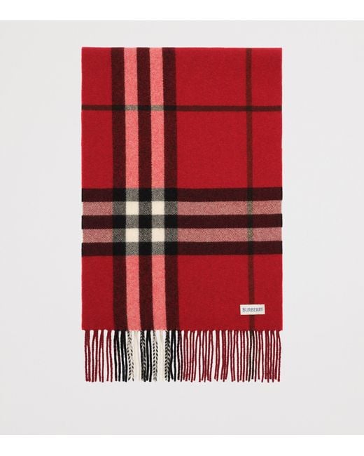Burberry Red Cashmere Gradient Check Scarf